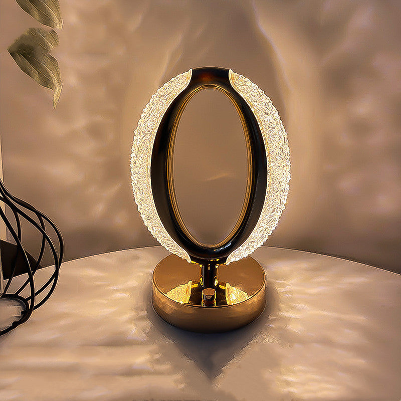 Crystal-effect acrylic lamp glowing with star pattern
