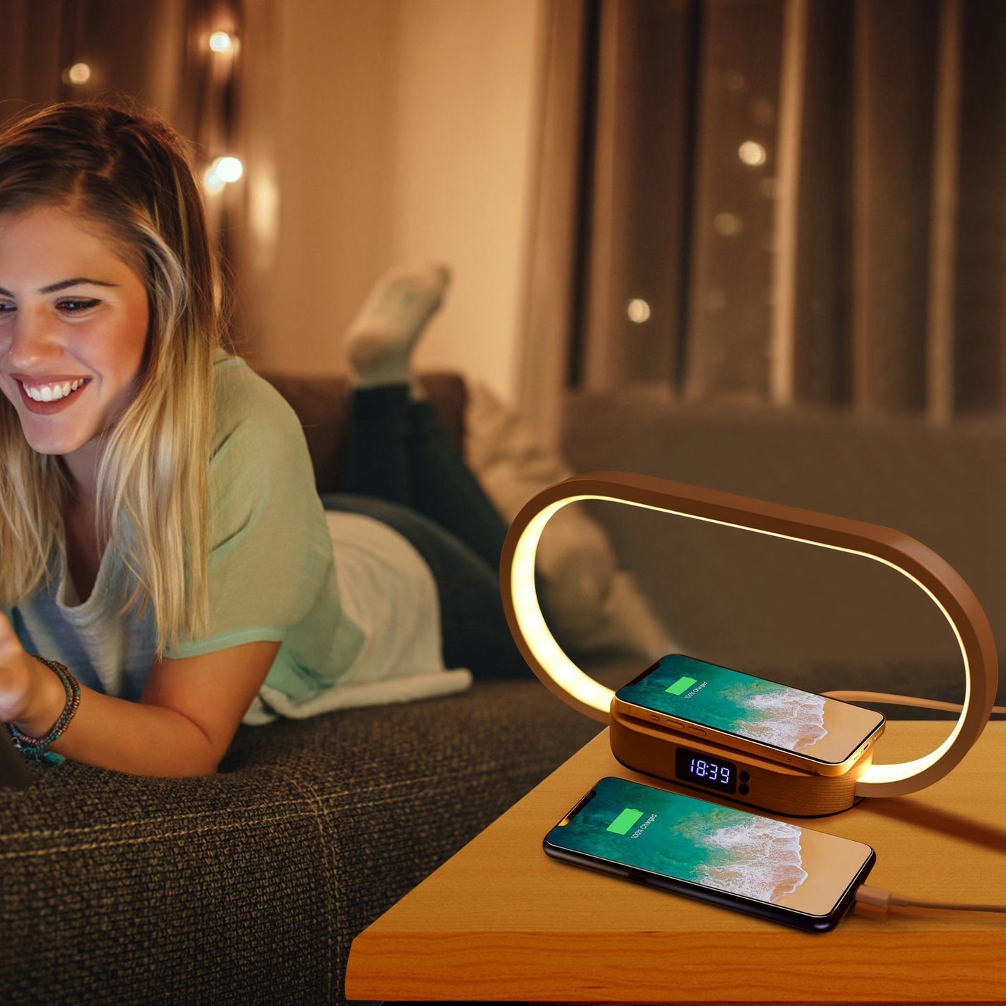 Smart Modern LED Table Lamp with Wireless Phone Charging