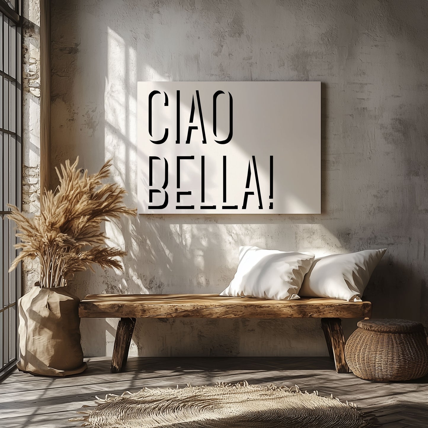 Ciao Bella Bold Typography Quote - Framed Canvas Wall Art Print-2