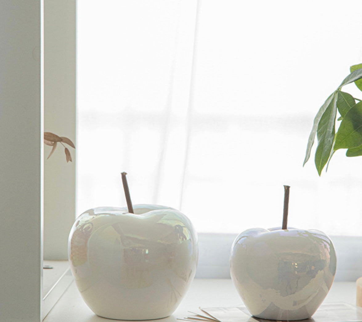 Pearl Glaze Apple Ornament – Porcelain Decor Piece