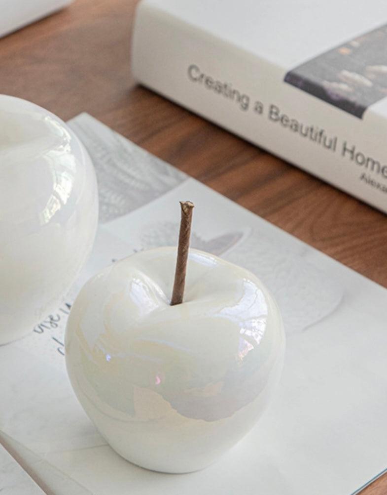 Pearl Glaze Apple Ornament – Porcelain Decor Piece