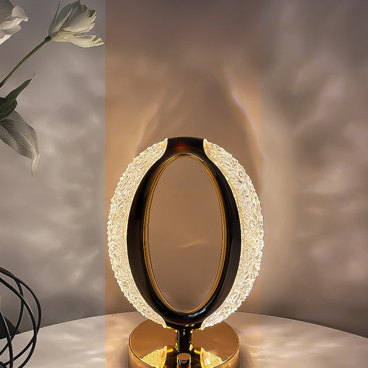 Gold oval crystal touch bedside lamp on marble table – DECASA by VS