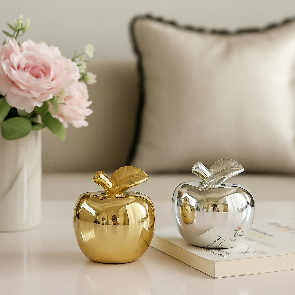 Golden Silver Apple Ceramic Ornaments