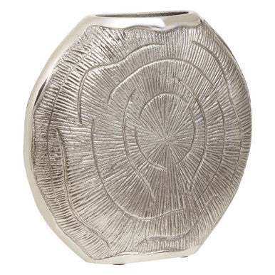 Silver textured vase on a white background