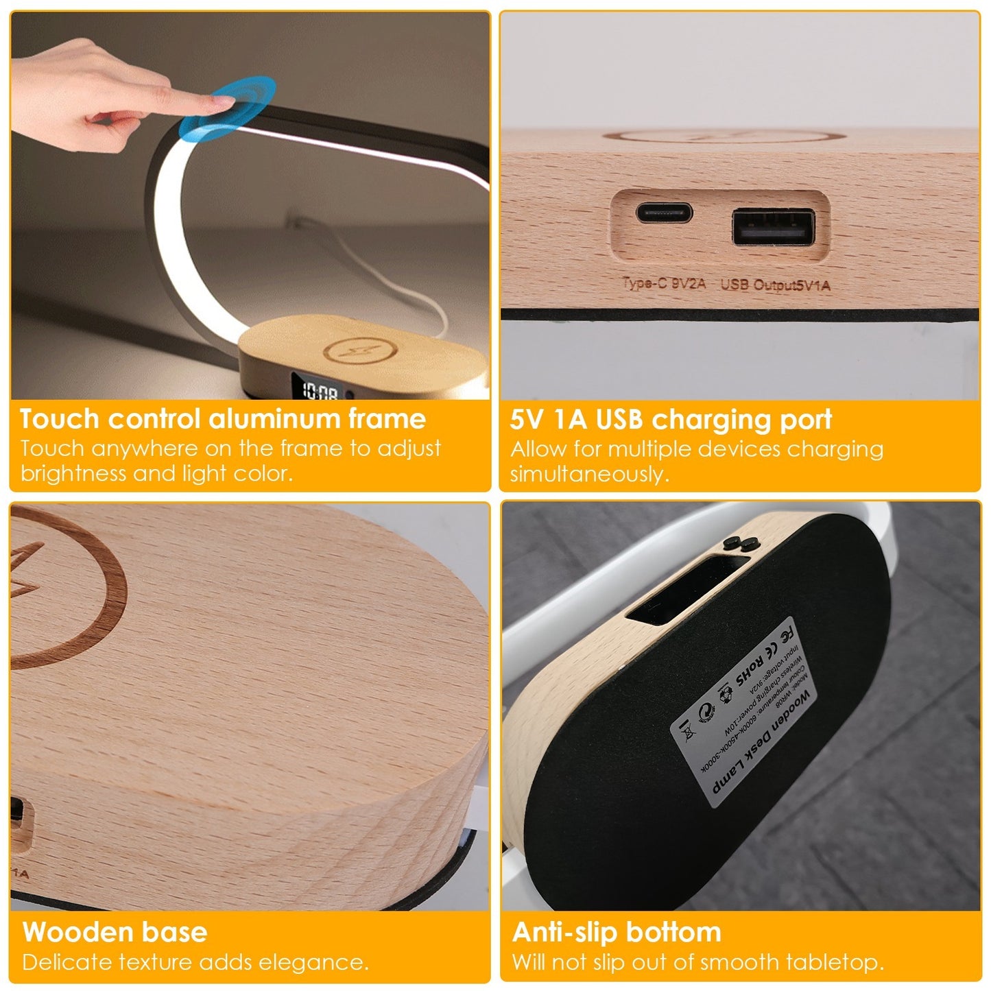 Smart Modern LED Table Lamp with Wireless Phone Charging